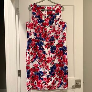 Talbots Woman NWT Floral Sleeveless V-Neck Zip Back Lined Dress 16W 16